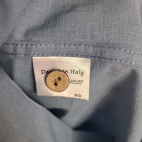 Men Luxury Collection Design In Italy Blue Short Sleeve Button Down Shirt Sz 3XL - Picture 4 of 7